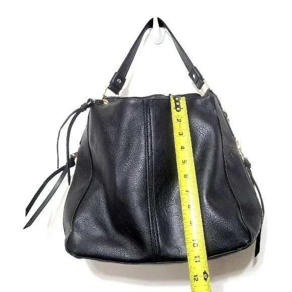 Black Faux Leather Crossbody Shoulder Bag NEW Adjustable Removable Strap 12x11 - Picture 9 of 10